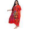 imageCaftans for Women Plus Size Polyester Maxi Beach Dresses Bathing Suit Cover Up Long Kaftan Swimsuit Coverup House DressRed Lady Tribal