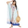imageCaftans for Women Plus Size Polyester Maxi Beach Dresses Bathing Suit Cover Up Long Kaftan Swimsuit Coverup House DressWhite Paisley  Floral