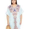 imageCaftans for Women Plus Size Polyester Maxi Beach Dresses Bathing Suit Cover Up Long Kaftan Swimsuit Coverup House DressWhite Paisley  Floral