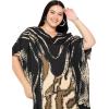 imageWomen Plus Size Caftans Polyester Bathing Suit Cover Up Dubai Kaftan Maxi House Dresses for SummerBlack  Beige Leopard