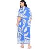 imageWomen Plus Size Caftans Polyester Bathing Suit Cover Up Dubai Kaftan Maxi House Dresses for SummerBlue