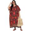 imageWomen Plus Size Caftans Polyester Bathing Suit Cover Up Dubai Kaftan Maxi House Dresses for SummerRed