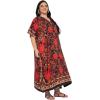 imageWomen Plus Size Caftans Polyester Bathing Suit Cover Up Dubai Kaftan Maxi House Dresses for SummerRed