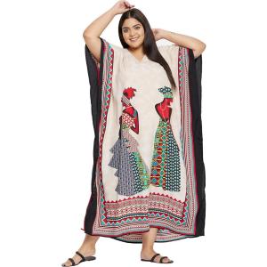 imageCaftans for Women Plus Size Polyester Maxi Beach Dresses Bathing Suit Cover Up Long Kaftan Swimsuit Coverup House DressLight Beige