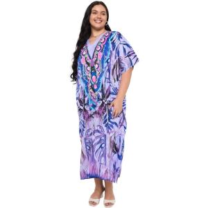 imageCaftans for Women Plus Size Polyester Maxi Beach Dresses Bathing Suit Cover Up Long Kaftan Swimsuit Coverup House DressPurple