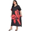 imageGypsie Blu Caftan Dresses for Women Polyester Plus Size Moo Moos Bathing Suit Cover Up Kaftan BeachDress Resort Lounge OutfitBlack  Red
