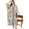 imageGypsie Blu Caftan Dresses for Women Polyester Plus Size Moo Moos Bathing Suit Cover Up Kaftan BeachDress Resort Lounge OutfitBrown Tiger