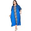 imageGypsie Blu Caftan Dresses for Women Polyester Plus Size Moo Moos Bathing Suit Cover Up Kaftan BeachDress Resort Lounge OutfitBlue Leopard