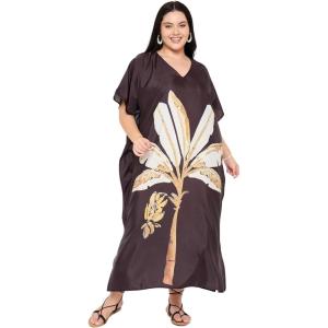 imageGypsie Blu Caftan Dresses for Women Polyester Plus Size Moo Moos Bathing Suit Cover Up Kaftan BeachDress Resort Lounge OutfitBlack  Gold