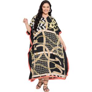 imageGypsie Blu Caftan Dresses for Women Polyester Plus Size Moo Moos Bathing Suit Cover Up Kaftan BeachDress Resort Lounge OutfitBlack