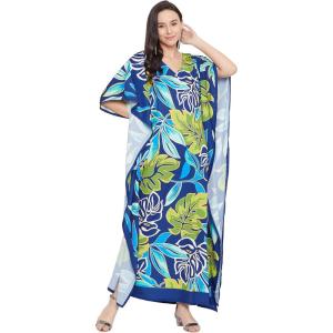 imageGypsie Blu Caftan Dresses for Women Polyester Plus Size Moo Moos Bathing Suit Cover Up Kaftan BeachDress Resort Lounge OutfitDeep Blue