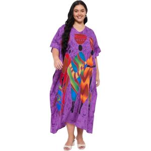 imageGypsie Blu Caftan Dresses for Women Polyester Plus Size Moo Moos Bathing Suit Cover Up Kaftan BeachDress Resort Lounge OutfitPurple