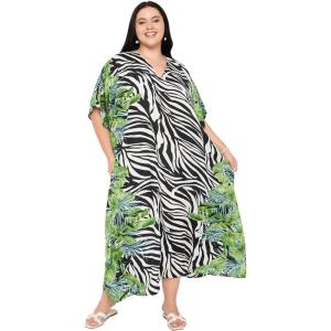 imageGypsie Blu Caftan Dresses for Women Polyester Plus Size Moo Moos Bathing Suit Cover Up Kaftan BeachDress Resort Lounge OutfitWhite