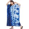 imageCaftans for Women Plus Size Polyester Maxi Beach Dresses Bathing Suit Cover Up Long Kaftan Swimsuit Coverup House DressDeep Navy Blue