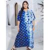 imageCaftans for Women Plus Size Polyester Maxi Beach Dresses Bathing Suit Cover Up Long Kaftan Swimsuit Coverup House DressDeep Navy Blue