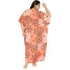imageCaftans for Women Plus Size Polyester Maxi Beach Dresses Bathing Suit Cover Up Long Kaftan Swimsuit Coverup House DressTropical Peach
