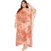 imageCaftans for Women Plus Size Polyester Maxi Beach Dresses Bathing Suit Cover Up Long Kaftan Swimsuit Coverup House DressTropical Peach
