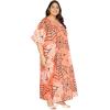 imageCaftans for Women Plus Size Polyester Maxi Beach Dresses Bathing Suit Cover Up Long Kaftan Swimsuit Coverup House DressTropical Peach