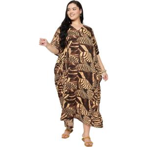 imageCaftans for Women Plus Size Polyester Maxi Beach Dresses Bathing Suit Cover Up Long Kaftan Swimsuit Coverup House DressDeep Chocolate Brown