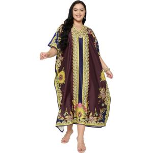 imageCaftans for Women Plus Size Polyester Maxi Beach Dresses Bathing Suit Cover Up Long Kaftan Swimsuit Coverup House DressDeep Maroon