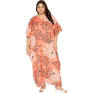 imageCaftans for Women Plus Size Polyester Maxi Beach Dresses Bathing Suit Cover Up Long Kaftan Swimsuit Coverup House DressTropical Peach