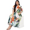 imageGypsie Blu Women Plus Size Kaftan Dress Evening Swimsuit Cover Up Beach Long Maxi Dresses VNeck Mumu for Summer CaftanWhite Tropical Leaf