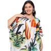 imageGypsie Blu Women Plus Size Kaftan Dress Evening Swimsuit Cover Up Beach Long Maxi Dresses VNeck Mumu for Summer CaftanWhite Tropical Leaf