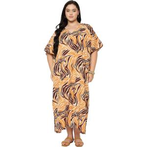 imageGypsie Blu Caftan Dresses for Women Polyester Plus Size Moo Moos Bathing Suit Cover Up Kaftan BeachDress Resort Lounge OutfitOrange
