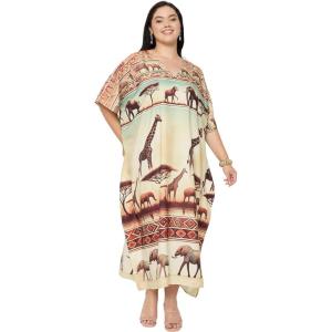 imageGypsie Blu Caftan Dresses for Women Polyester Plus Size Moo Moos Bathing Suit Cover Up Kaftan BeachDress Resort Lounge OutfitSoft Beige