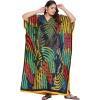 imageGypsie Blu Caftan Dresses for Women Polyester Plus Size Moo Moos Bathing Suit Cover Up Kaftan BeachDress Resort Lounge OutfitBlack Tropical Palm
