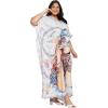 imageGypsie Blu Caftan Dresses for Women Polyester Plus Size Moo Moos Bathing Suit Cover Up Kaftan BeachDress Resort Lounge OutfitWhite Lady Face