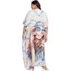 imageGypsie Blu Caftan Dresses for Women Polyester Plus Size Moo Moos Bathing Suit Cover Up Kaftan BeachDress Resort Lounge OutfitWhite Lady Face