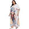 imageGypsie Blu Caftan Dresses for Women Polyester Plus Size Moo Moos Bathing Suit Cover Up Kaftan BeachDress Resort Lounge OutfitWhite Lady Face