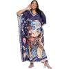 imageGypsie Blu Caftan Dresses for Women Polyester Plus Size Moo Moos Bathing Suit Cover Up Kaftan BeachDress Resort Lounge OutfitNavy Blue