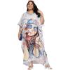 imageGypsie Blu Caftan Dresses for Women Polyester Plus Size Moo Moos Bathing Suit Cover Up Kaftan BeachDress Resort Lounge OutfitWhite Lady Face