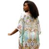 imageGypsie Blu Women Satin Short Caftan Dress Printed Plus Size Rhinestone Embroidery Tunic Tops Dresses Beach Cover Up for PartyAqua