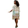 imageGypsie Blu Women Satin Short Caftan Dress Printed Plus Size Rhinestone Embroidery Tunic Tops Dresses Beach Cover Up for PartyAqua