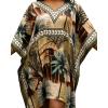 imageGypsie Blu Women Satin Short Caftan Dress Printed Plus Size Rhinestone Embroidery Tunic Tops Dresses Beach Cover Up for PartyBeige