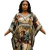 imageGypsie Blu Women Satin Short Caftan Dress Printed Plus Size Rhinestone Embroidery Tunic Tops Dresses Beach Cover Up for PartyBeige