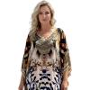 imageGypsie Blu Women Satin Short Caftan Dress Printed Plus Size Rhinestone Embroidery Tunic Tops Dresses Beach Cover Up for PartyBeige Baroque