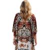 imageGypsie Blu Women Satin Short Caftan Dress Printed Plus Size Rhinestone Embroidery Tunic Tops Dresses Beach Cover Up for PartyCaramel Brown