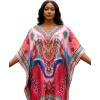 imageGypsie Blu Women Satin Short Caftan Dress Printed Plus Size Rhinestone Embroidery Tunic Tops Dresses Beach Cover Up for PartyFuchsia Pink