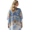 imageGypsie Blu Women Satin Short Caftan Dress Printed Plus Size Rhinestone Embroidery Tunic Tops Dresses Beach Cover Up for PartyLight Blue