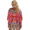 imageGypsie Blu Women Satin Short Caftan Dress Printed Plus Size Rhinestone Embroidery Tunic Tops Dresses Beach Cover Up for PartyPeach