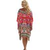 imageGypsie Blu Women Satin Short Caftan Dress Printed Plus Size Rhinestone Embroidery Tunic Tops Dresses Beach Cover Up for PartyPeach