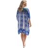 imageGypsie Blu Women Satin Short Caftan Dress Printed Plus Size Rhinestone Embroidery Tunic Tops Dresses Beach Cover Up for PartyRoyal Blue