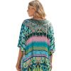 imageGypsie Blu Women Satin Short Caftan Dress Printed Plus Size Rhinestone Embroidery Tunic Tops Dresses Beach Cover Up for PartyTeal