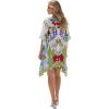 imageGypsie Blu Women Satin Short Caftan Dress Printed Plus Size Rhinestone Embroidery Tunic Tops Dresses Beach Cover Up for PartyWhite