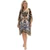 imageGypsie Blu Women Satin Short Caftan Dress Printed Plus Size Rhinestone Embroidery Tunic Tops Dresses Beach Cover Up for PartyBeige Baroque