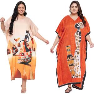 imageGypsie Blu Kaftan Dresses for Women Plus Size Polyester Swimsuit Cover Ups VNeck Bathing Suit Coverup for Ladies